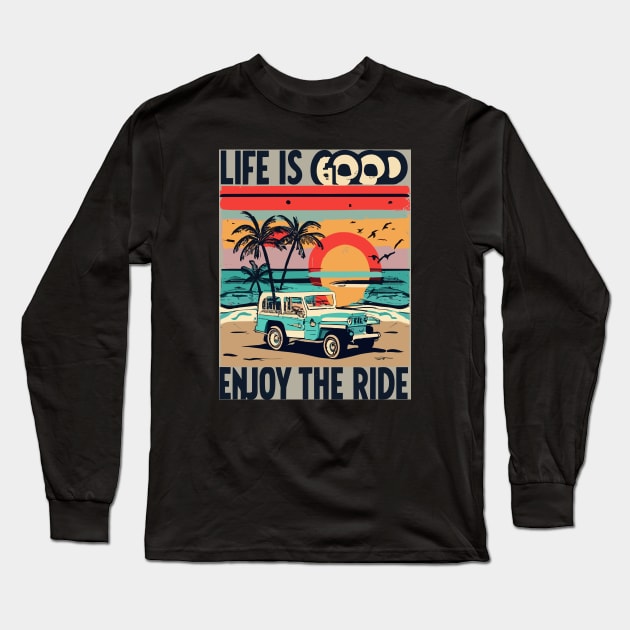 Retro Vintage Jeep - Enjoy the life Long Sleeve T-Shirt by kknows